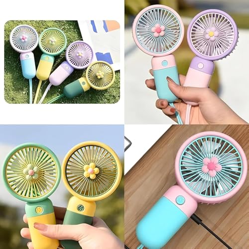 MYORA Korean Style Portable USB Fan – Rechargeable 1200mAh Battery, Up to 6 Hours Working Time, 3-Speed Modes, Low Noise, Compact & Lightweight with USB Cable (Random Color) - Image 5