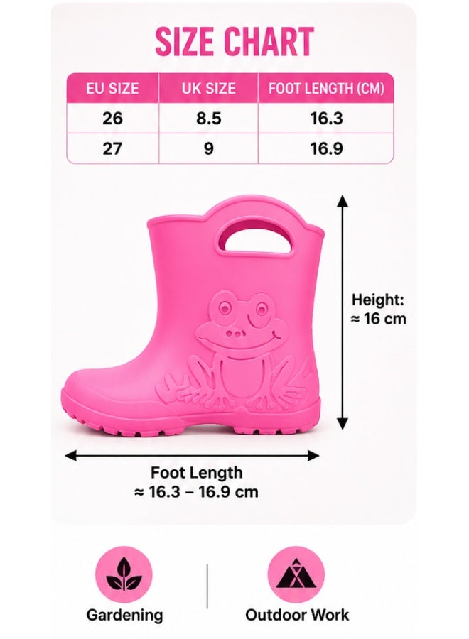 Ladeheid Kids Waterproof Rain Boots, Lightweight Anti-Slip Rubber, Pink, Mid-Calf - Image 4