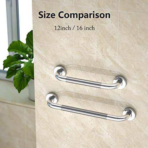 YuanDe 12 Inch Anti Slip Shower Grab Bar, YuanDe Chrome Finish Stainless Steel Bath Grab Bar, Knurled Bathroom Safety Rail, Shower Handrail Support, Handicap Elderly Injury Senior Balance Assist Handles - Image 5