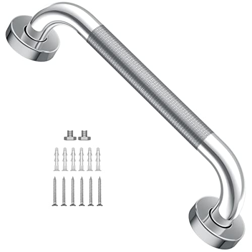 YuanDe 12 Inch Anti Slip Shower Grab Bar, YuanDe Chrome Finish Stainless Steel Bath Grab Bar, Knurled Bathroom Safety Rail, Shower Handrail Support, Handicap Elderly Injury Senior Balance Assist Handles - Image 1