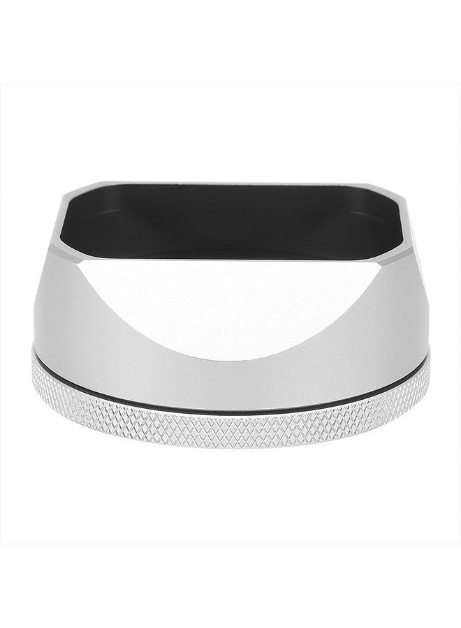Haoge LH-X54W Square Metal Lens Hood with 49mm Adapter Ring for Fujifilm Fuji X100V Camera Silver - Image 4