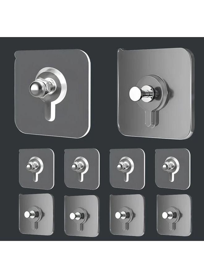 Mixed Color 10pcs No Drill Screw Clips Self Adhesive Hooks 13lb Capacity For Photo Frames Tiles - Image 1