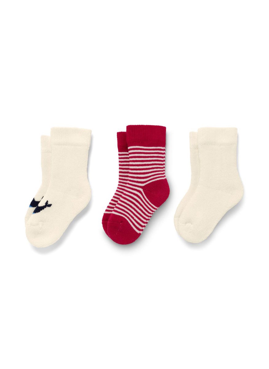 Tchibo Toddlers Boy 3 Pair Stripe Socks, Red  - Image 2