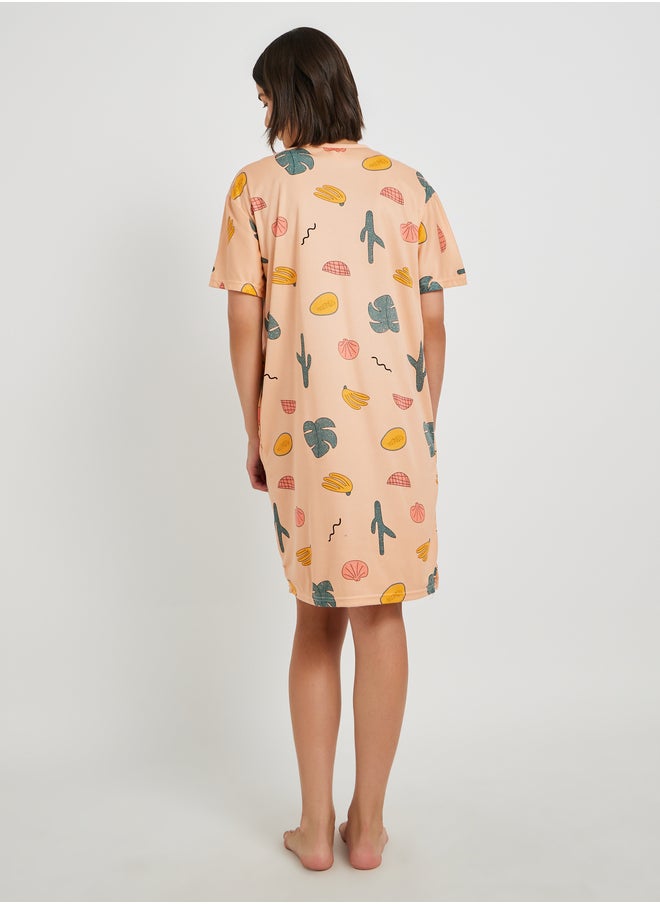 Take Two All-Over Printed Short Sleeve Sleep T-Shirt  - Image 4