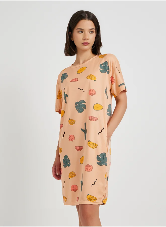 Styli All-Over Printed Short Sleeve Sleep T-Shirt