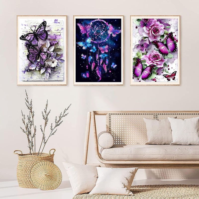 EWJRNSF 6 Pack 5D Diamond Painting Kits for Adults Beginners, Diamond Arts Kits Diamond Art Sets,Gem Painting Arts & Crafts Home Wall Decoration 11.8x15.7 Inches Butterfly - Image 5
