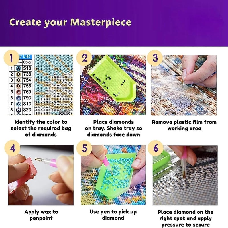 EWJRNSF 6 Pack 5D Diamond Painting Kits for Adults Beginners, Diamond Arts Kits Diamond Art Sets,Gem Painting Arts & Crafts Home Wall Decoration 11.8x15.7 Inches Butterfly - Image 3