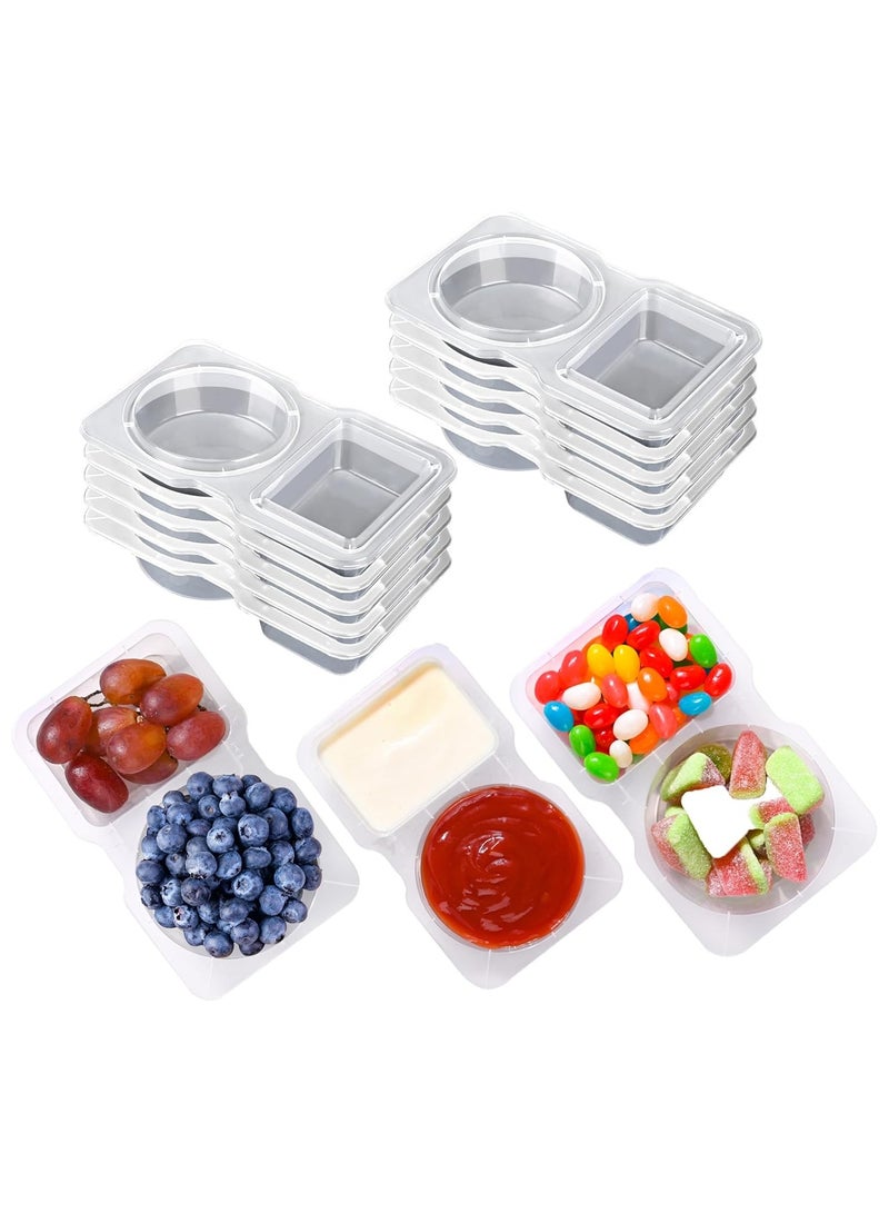 كيلا 10 قطع من حاويات التوابل ذات الحجرة المزدوجة وحاوية الوجبات الخفيفة القابلة لإعادة الاستخدام وحاويتين للتوابل مع أغطية وحاوية حزمة الوجبات الخفيفة وحاويات الصلصة وحاويات التوابل المستخدمة للتوابل التي يتم تناولها خارج المنزل - Image 1
