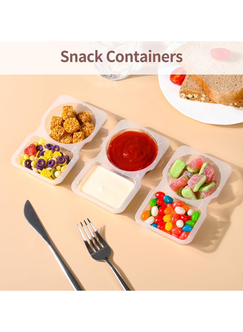 كيلا 10 قطع من حاويات التوابل ذات الحجرة المزدوجة وحاوية الوجبات الخفيفة القابلة لإعادة الاستخدام وحاويتين للتوابل مع أغطية وحاوية حزمة الوجبات الخفيفة وحاويات الصلصة وحاويات التوابل المستخدمة للتوابل التي يتم تناولها خارج المنزل - Image 2