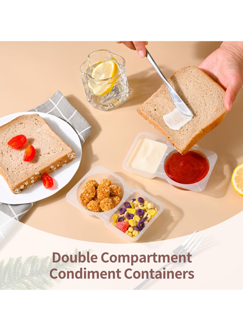 كيلا 10 قطع من حاويات التوابل ذات الحجرة المزدوجة وحاوية الوجبات الخفيفة القابلة لإعادة الاستخدام وحاويتين للتوابل مع أغطية وحاوية حزمة الوجبات الخفيفة وحاويات الصلصة وحاويات التوابل المستخدمة للتوابل التي يتم تناولها خارج المنزل - Image 3