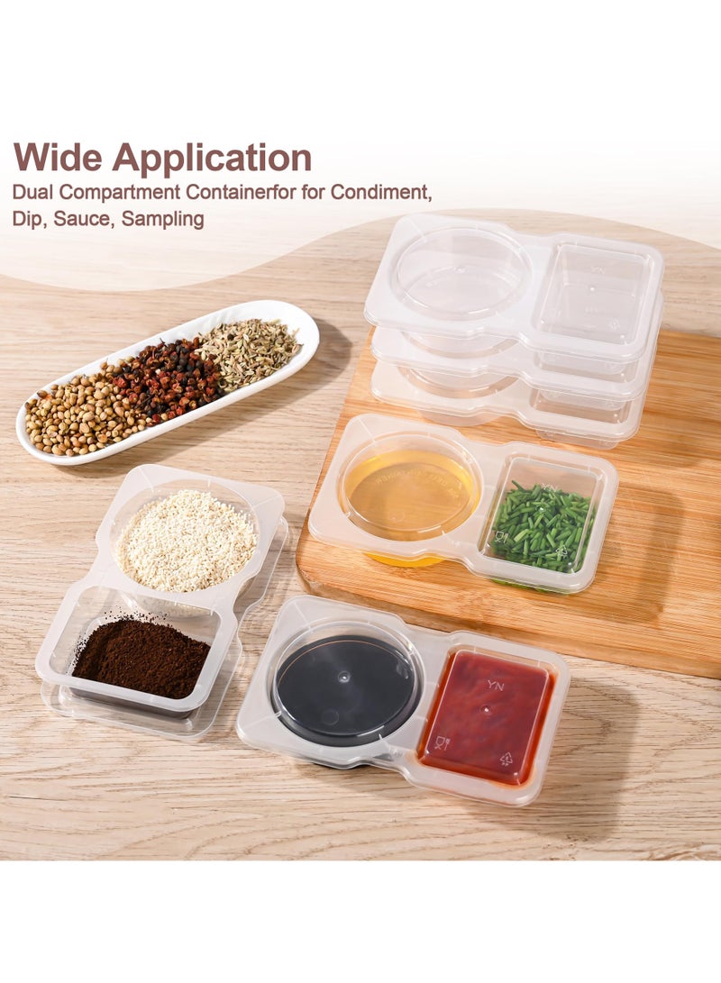 كيلا 10 قطع من حاويات التوابل ذات الحجرة المزدوجة وحاوية الوجبات الخفيفة القابلة لإعادة الاستخدام وحاويتين للتوابل مع أغطية وحاوية حزمة الوجبات الخفيفة وحاويات الصلصة وحاويات التوابل المستخدمة للتوابل التي يتم تناولها خارج المنزل - Image 4