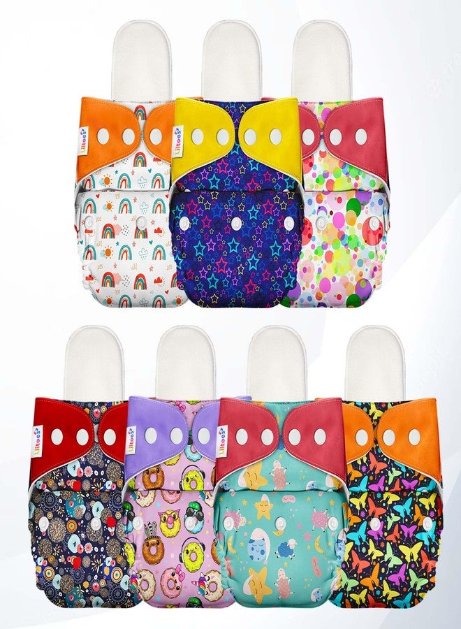 LILTOES Premium Cloth Diaper with Side Leakage Protection for Baby's Comfort | Eco-Friendly and Reusable Cloth Diaper for Babies 0 to 3 Years (Pack of 7) - Image 1