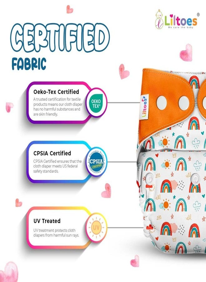 LILTOES Premium Cloth Diaper with Side Leakage Protection for Baby's Comfort | Eco-Friendly and Reusable Cloth Diaper for Babies 0 to 3 Years (Pack of 7) - Image 4