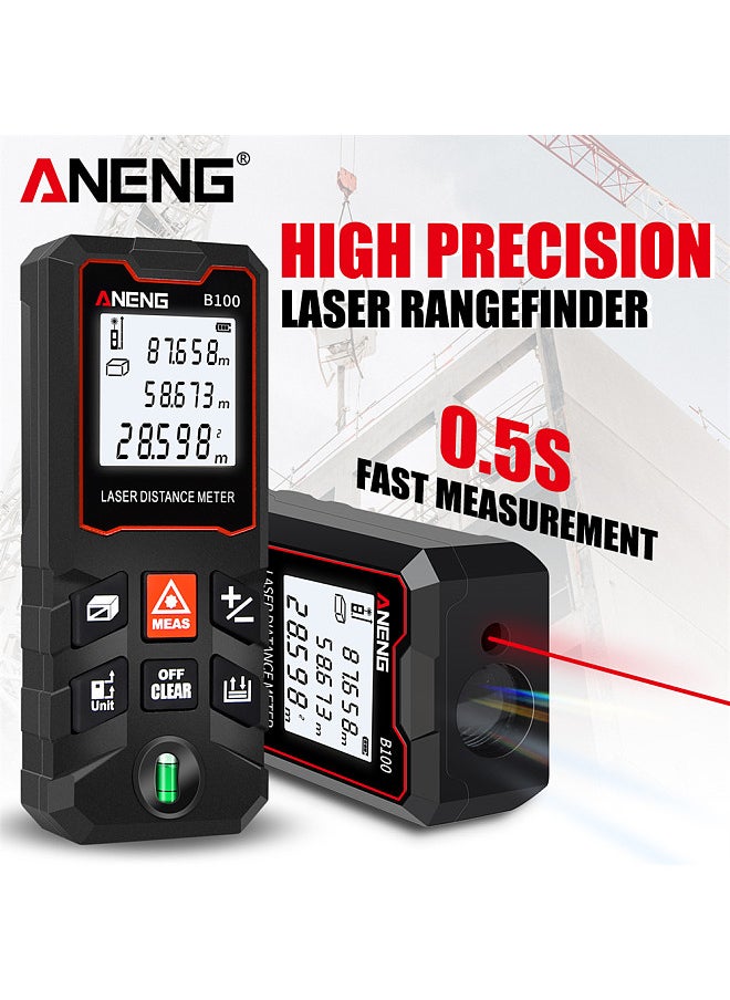 ANENG 100m Laser Measure LCD Digital Laser Distance Meter with Bubble Level Mini Range Finder Distance/ Area/ Volume/ Pythagorean Measuring Tool Unit Switching Data Storage  - Image 2