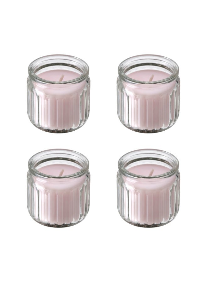 Baitique 4-Piece Scented Glass Candle Set – Pink Floral, Pale Pink, 12-Hour Burn - Image 1