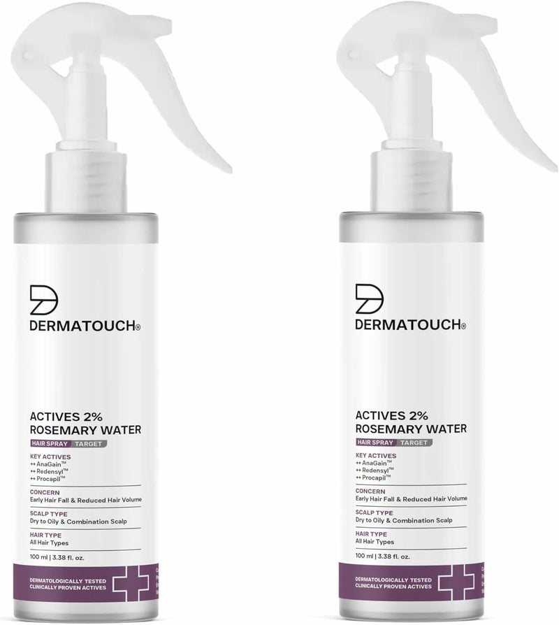 DERMATOUCH Rosemary Hair Spray (100 ml) with 2% Actives – Redensyl, Anagain & Procapil. Controls hair fall, boosts growth, adds shine & strengthens hair. (Pack of 2) - Image 1