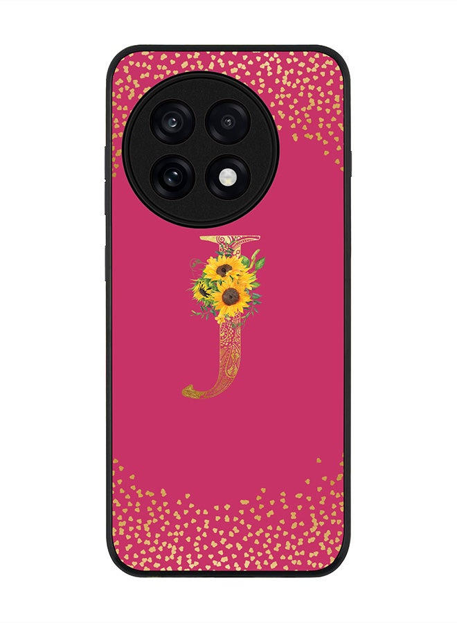 Stylizedd For OnePlus 13R / Ace 5 Pro Case,Slim fit Camera Protection, Shockproof Thin Phone cover  - Custom Floral Monogram - J ( Deep Pink )