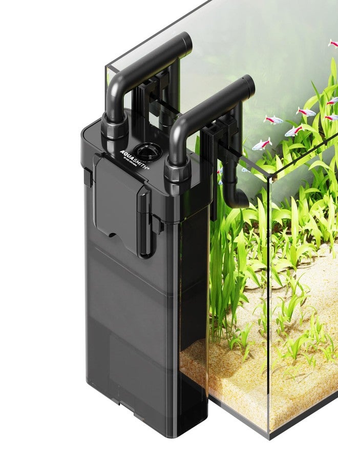 AQUASMITH Hang on Back Aquarium Filter,Ultra-Quiet Small Canister Filter,3-Stage Filtration,Bottom Anti-Dry Burn Motor,Extra-Large Filter Media Basket Suitable - Image 1