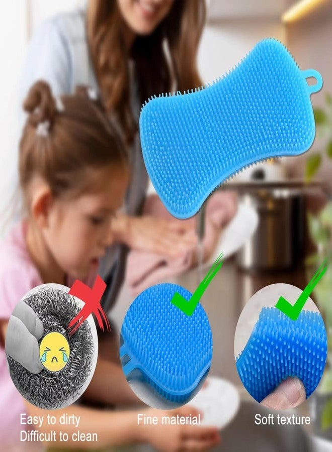 MISSJOJIAY 6 قطع إسفنجات صحون سيليكون، فائقة المتانة وآمنة وتجف بسرعة، إسفنجة متعددة الأغراض لأدوات المطبخ، إسفنجة تنظيف قابلة لإعادة الاستخدام لأطباق المطبخ والفواكه والخضروات. - Image 4