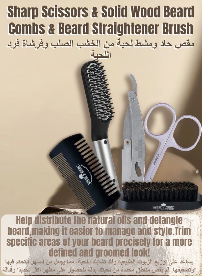Grow a Beard Beard Kit For Men Grooming & Care W/Beard Wash/Shampoo -Beard Growth Oil,Beard Balm Leave-in Conditioner,Beard Comb,Beard Brush,Beard Scissor -100% Pure & Organic Beard Growth Kit(11 Packs/Set) - Image 4