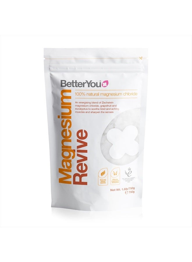 BetterYou Magnesium Revive Bath Flakes, Blend of Pure Zechstein Magnesium Chloride, Grapefruit and Eucalyptus to Sooth Tired and Aching Muscles, Developed in The UK by BetterYou, 750g - Image 1