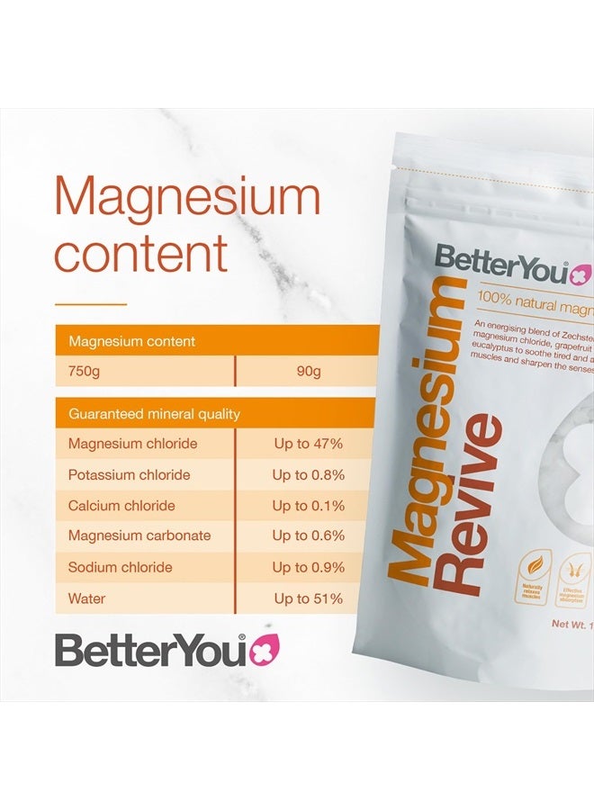 BetterYou Magnesium Revive Bath Flakes, Blend of Pure Zechstein Magnesium Chloride, Grapefruit and Eucalyptus to Sooth Tired and Aching Muscles, Developed in The UK by BetterYou, 750g - Image 2