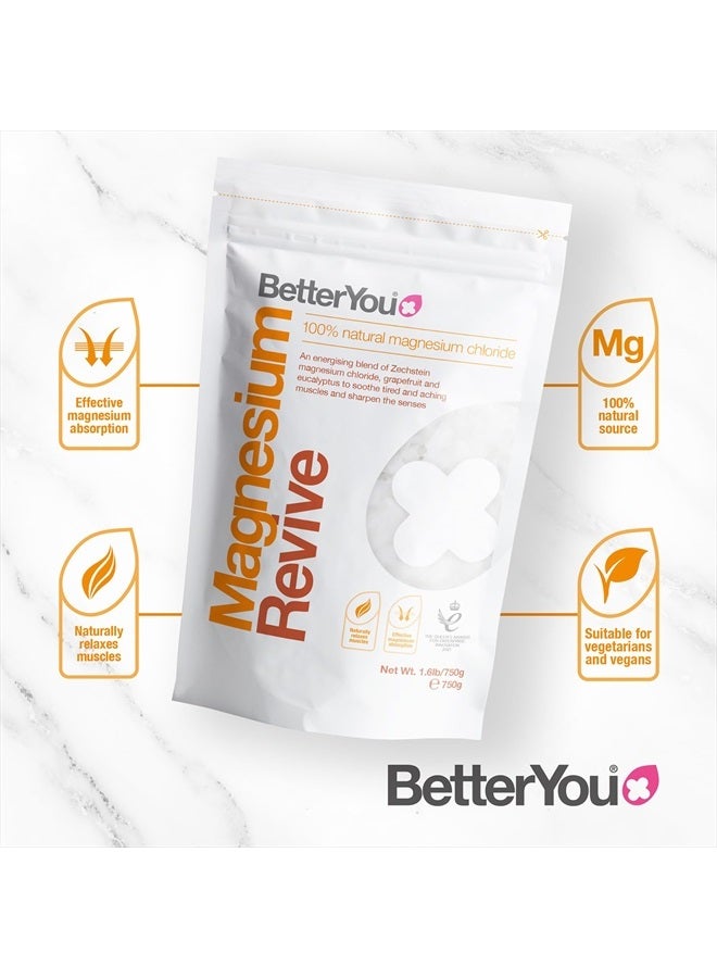 BetterYou Magnesium Revive Bath Flakes, Blend of Pure Zechstein Magnesium Chloride, Grapefruit and Eucalyptus to Sooth Tired and Aching Muscles, Developed in The UK by BetterYou, 750g - Image 3