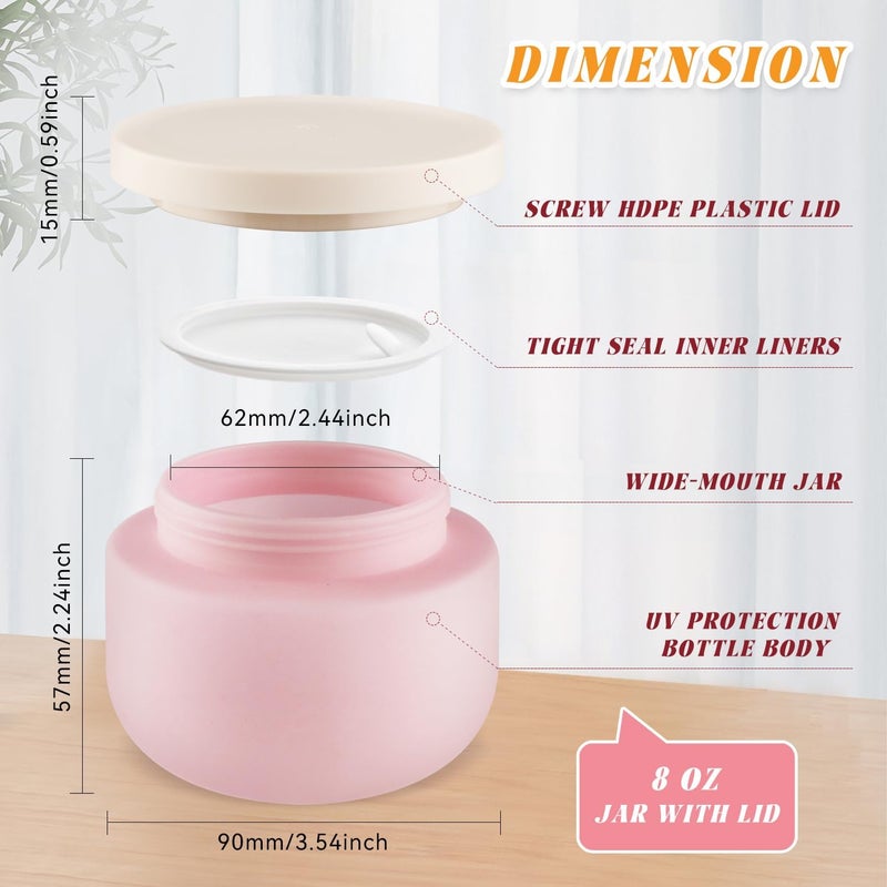 USRommaner 4 Pack 8 OZ Plastic Jars Round Cosmetic Container with Lids,Wide Mouth Soft Slime Jars for Lotion,Hand Cream,Ointments,Makeup,Body Butter,Rhinestone,Samples Pot Travel Make Up Storage (Pink) - Image 3