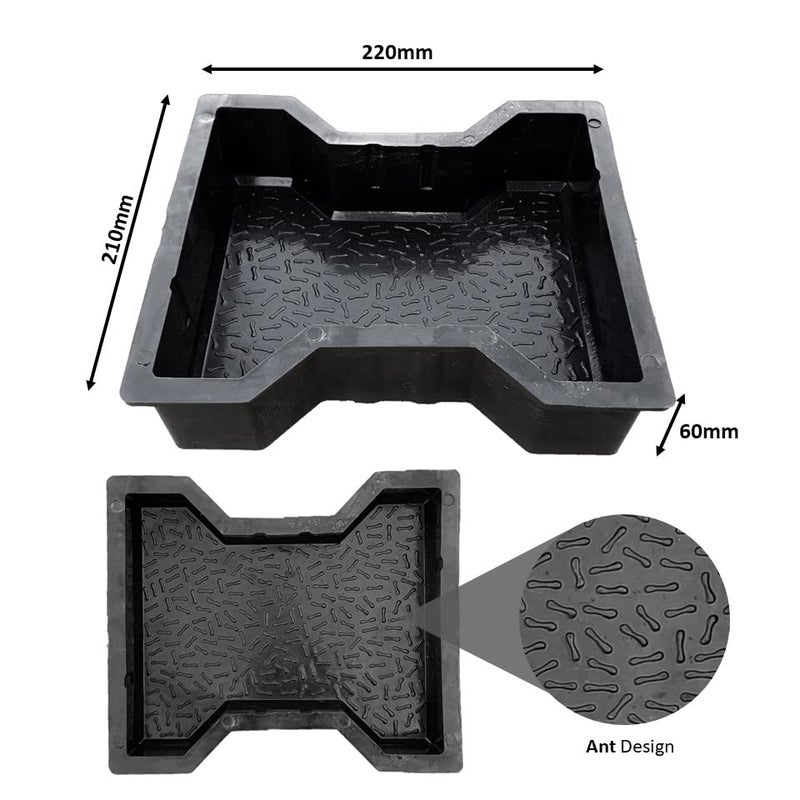 Reyal Black DUMBELL Paver Block Mould Pack of 10 PLASTIC Make in India PP Mould Outdoor Paving Stone Maker - Image 2
