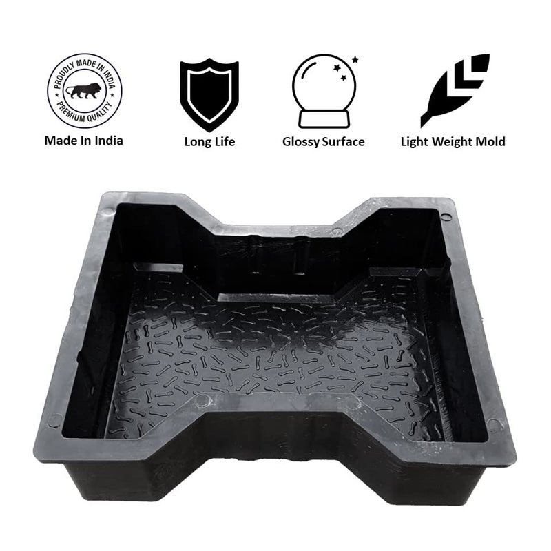 Reyal Black DUMBELL Paver Block Mould Pack of 10 PLASTIC Make in India PP Mould Outdoor Paving Stone Maker - Image 3