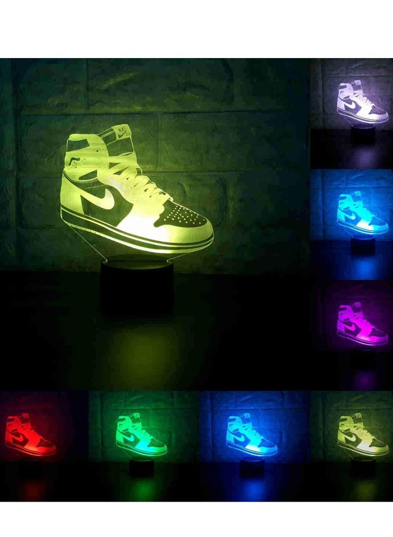 althiqahkey Sneakers 3D Lamp Table NightLight 7 Color Change Running Shoes LED Desk Light Touch Multicolored USB Power As Home Decoration Lights Tractor for Boys Kids  - Image 2