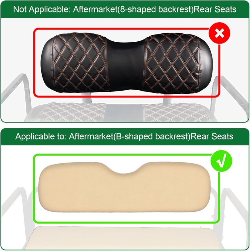 NOKINS Golf Cart Seat Covers for Club Car Precedent/DS & EZGO TXT/RXV & Yamaha - Durable Vinyl with Black & Brown Stitching - Image 2