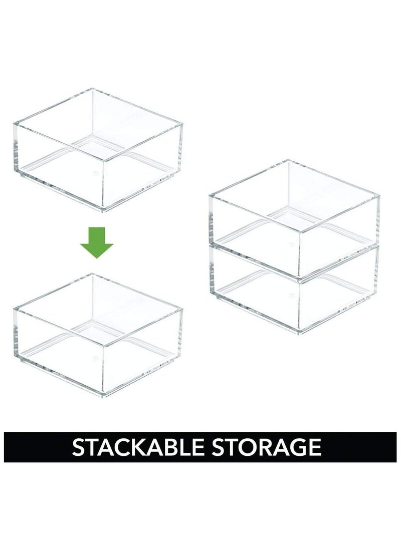 Eworld Set of 6 Clear Stackable Plastic Storage Containers, Perfect for Cabinets, Drawers, Desks, and Workspace Organization, Keep Pens, Pencils, Highlighters, and Notebooks Neatly Sorted.  - Image 3