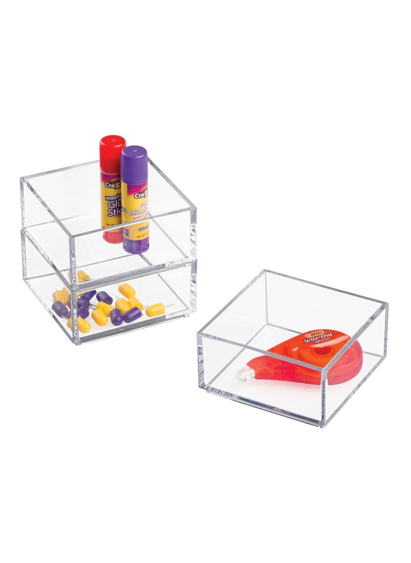 Eworld Set of 6 Clear Stackable Plastic Storage Containers, Perfect for Cabinets, Drawers, Desks, and Workspace Organization, Keep Pens, Pencils, Highlighters, and Notebooks Neatly Sorted.  - Image 5