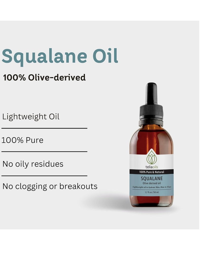 teliaoils Teliaoils Squalane Oil for face – 100% Plant-Based Oil from Olives – Natural Moisturizer for Face, Skin, and Hair – Improves Skin Elasticity – Lightweight & Fast Absorbing Hydration – 1.7 Fl oz  - Image 3