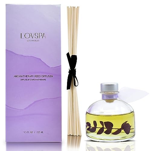 LOVSPA Reed Diffuser Set, DE-Stress Lavender Eucalyptus Scented Oil Diffuser with Sticks, Home Fragrance Accessories for Bathroom Shelf Decor, Aroma Diffusers for Home or Office Desk, USA Made - Image 2
