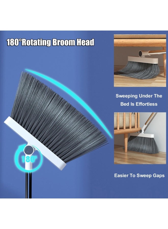 jaexest Dustpan and Brush Set,Long Handle 180 Degree Rotating Sweeping Brush,Household Dust Pan with Comb Teeth for Indoor Outdoor Garden Home,Kitchen,Office and Lobby (Light Gray) - Image 3