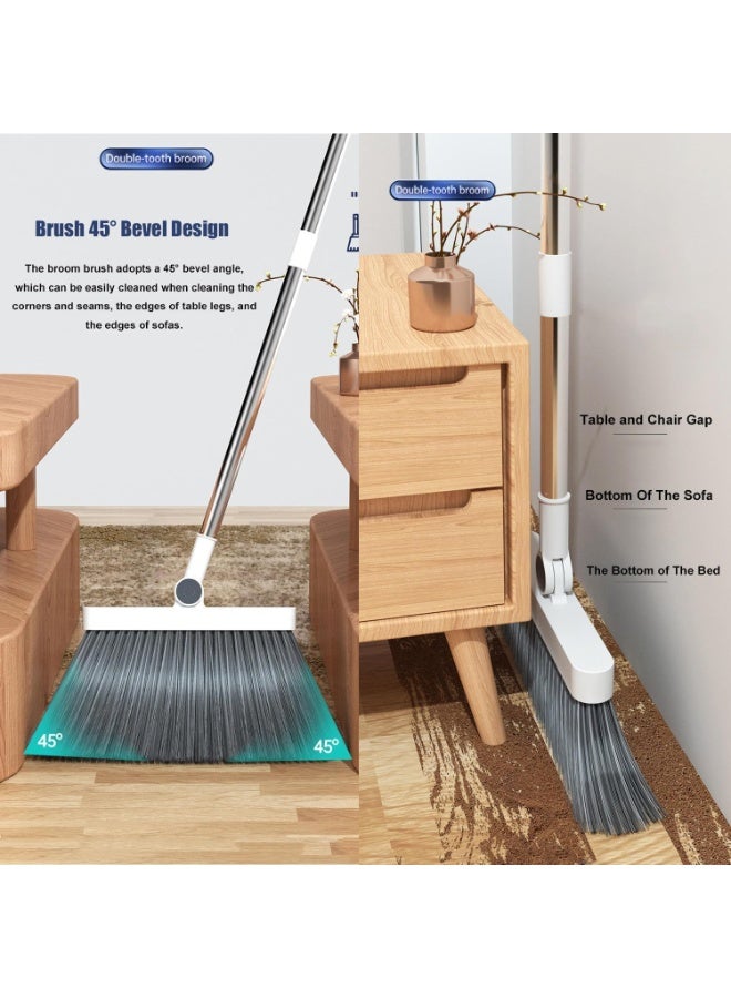 jaexest Dustpan and Brush Set,Long Handle 180 Degree Rotating Sweeping Brush,Household Dust Pan with Comb Teeth for Indoor Outdoor Garden Home,Kitchen,Office and Lobby (Light Gray) - Image 4