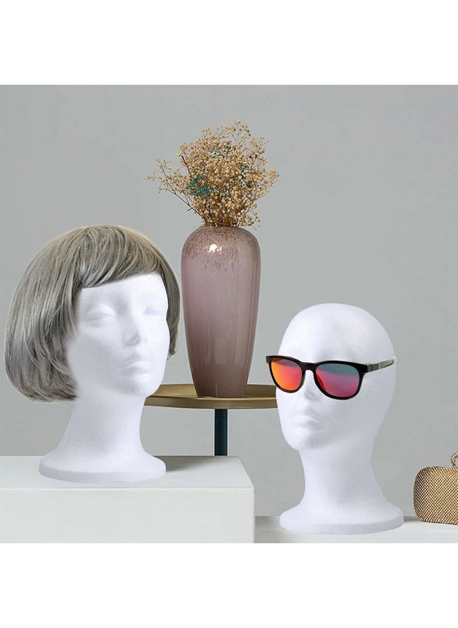 Foraineam 2 Pack Foam Wig Display Stand, Female Mannequin Wig Holder, Cosmetics Model Head White Foam Heads Glasses Mask Hat Hairpieces Stand  - Image 2