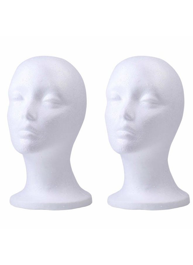 Foraineam 2 Pack Foam Wig Display Stand, Female Mannequin Wig Holder, Cosmetics Model Head White Foam Heads Glasses Mask Hat Hairpieces Stand  - Image 1