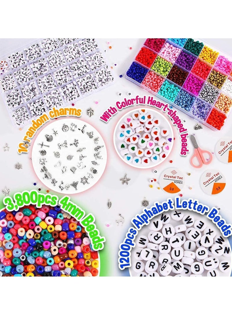 KASTWAVE Jewelry Making Kit Beads for Bracelets, Bracelet Beads, Bead Craft Kit Set(4mm 5000Pcs) - Image 3