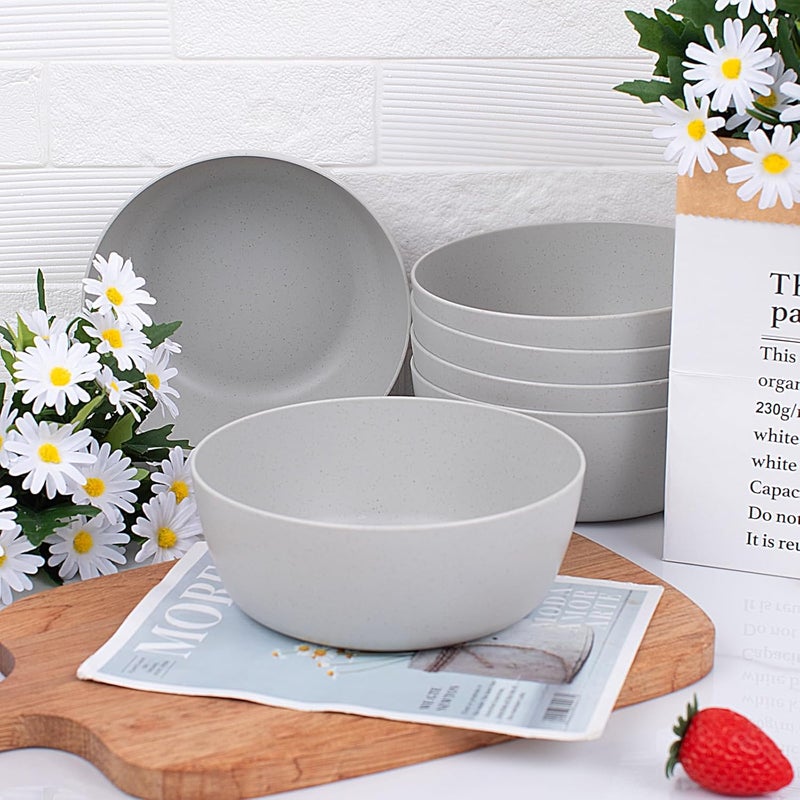 ejonirinjonir EI 8pcs Wheat Straw Bowls SetUnbreakable Reusable Plastic BowlsBPAFree Lightweight Cereal Salad  Soup BowlsIdeal for Breakfast Picnic Party or Dinner - Image 5
