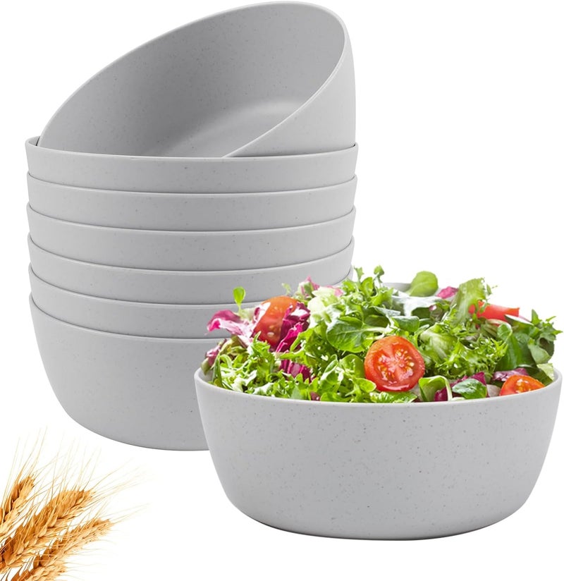 ejonirinjonir EI 8pcs Wheat Straw Bowls SetUnbreakable Reusable Plastic BowlsBPAFree Lightweight Cereal Salad  Soup BowlsIdeal for Breakfast Picnic Party or Dinner - Image 1