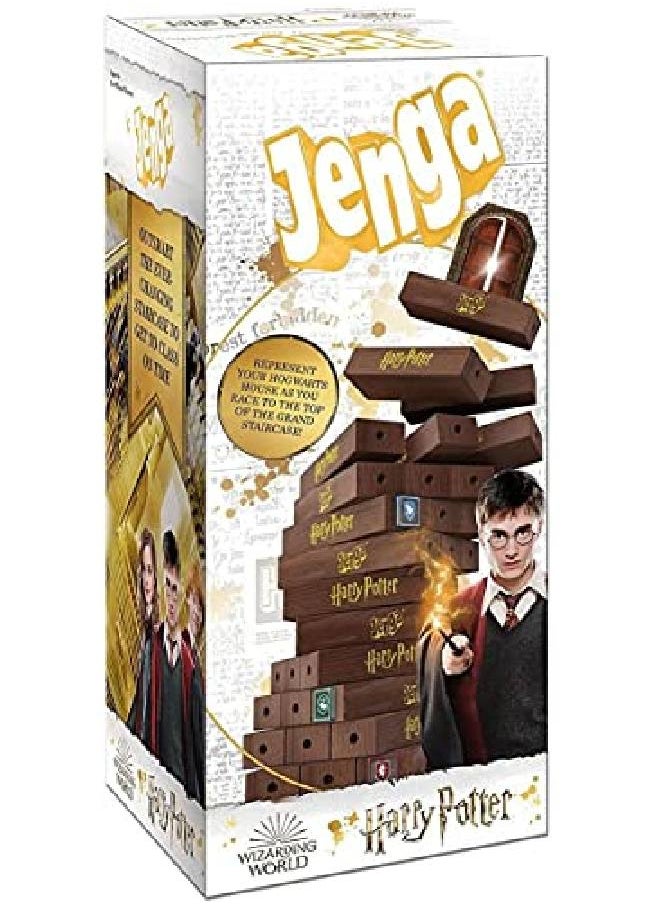 USAopoly - Jenga Harry Potter ; Build The Grand Staircase Of Hogwarts To Reach The Classroom ; Based On Harry Potter Film Franchise ; Collectible Jenga Game ; Gameplay With Custom Dice - Image 1