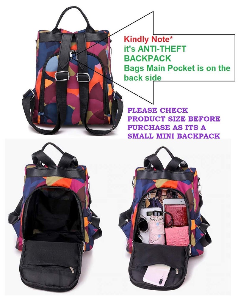Moca Womens Girls Women Girl MIni Small Backpack Backpacks Bagpack Nylon Anti-theft Rucksack Daypack Travel Picnic Outdoor Work Gym Lightweight School Shoulder Bag Backpack for Womens Girls (Multi) - Image 2