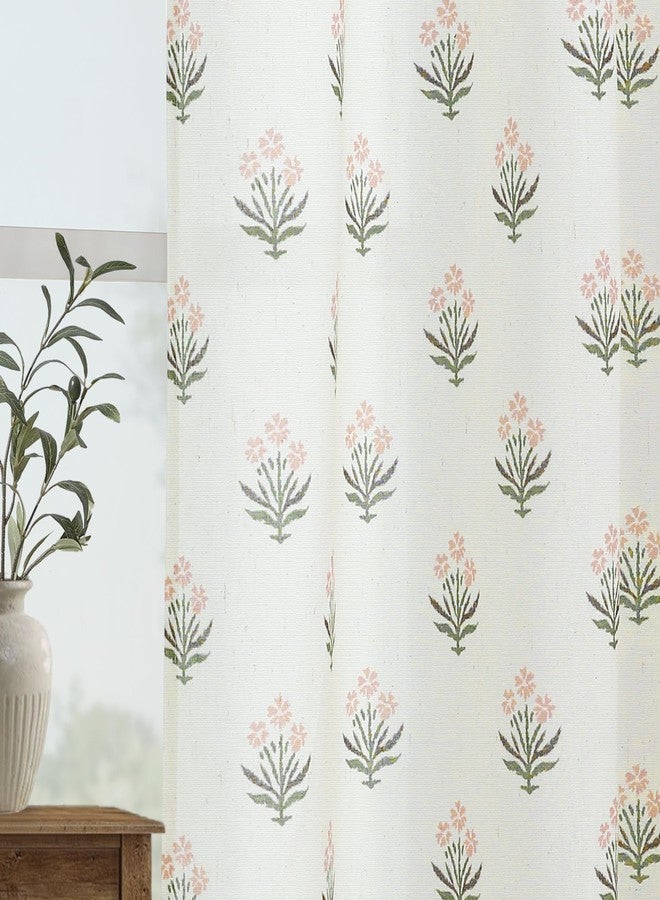 Lino Rosa Pink Curtains 2 Panels Sheer Floral Linen Pretty Boho Shabby Chic Victorian Curtains for Living Room Bedroom Princess Girls - Image 3