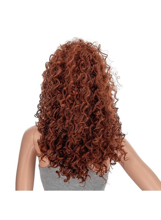 SWACC 20-Inch Long Big Bouffant Curly Wigs for Women Synthetic Heat Resistant Fiber Hair Pieces with Wig Cap (Dark Copper Red) - Image 4