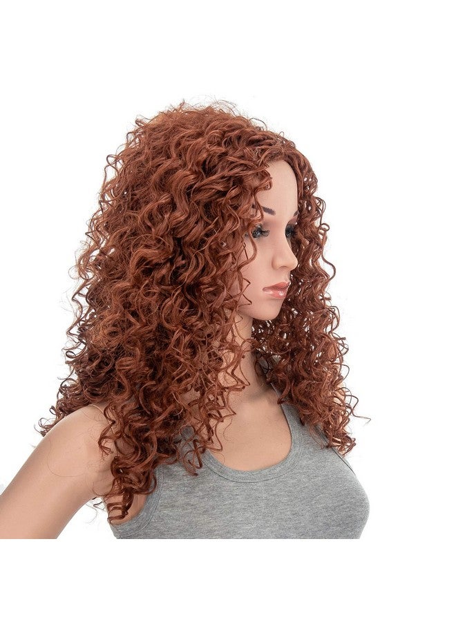 SWACC 20-Inch Long Big Bouffant Curly Wigs for Women Synthetic Heat Resistant Fiber Hair Pieces with Wig Cap (Dark Copper Red) - Image 3