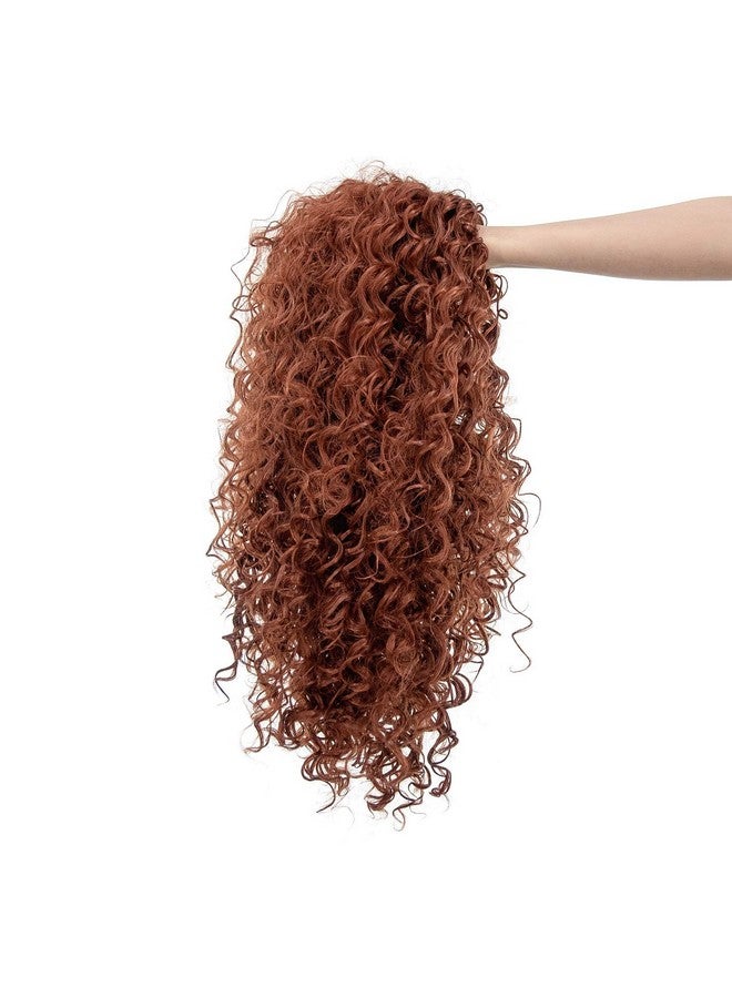 SWACC 20-Inch Long Big Bouffant Curly Wigs for Women Synthetic Heat Resistant Fiber Hair Pieces with Wig Cap (Dark Copper Red) - Image 5