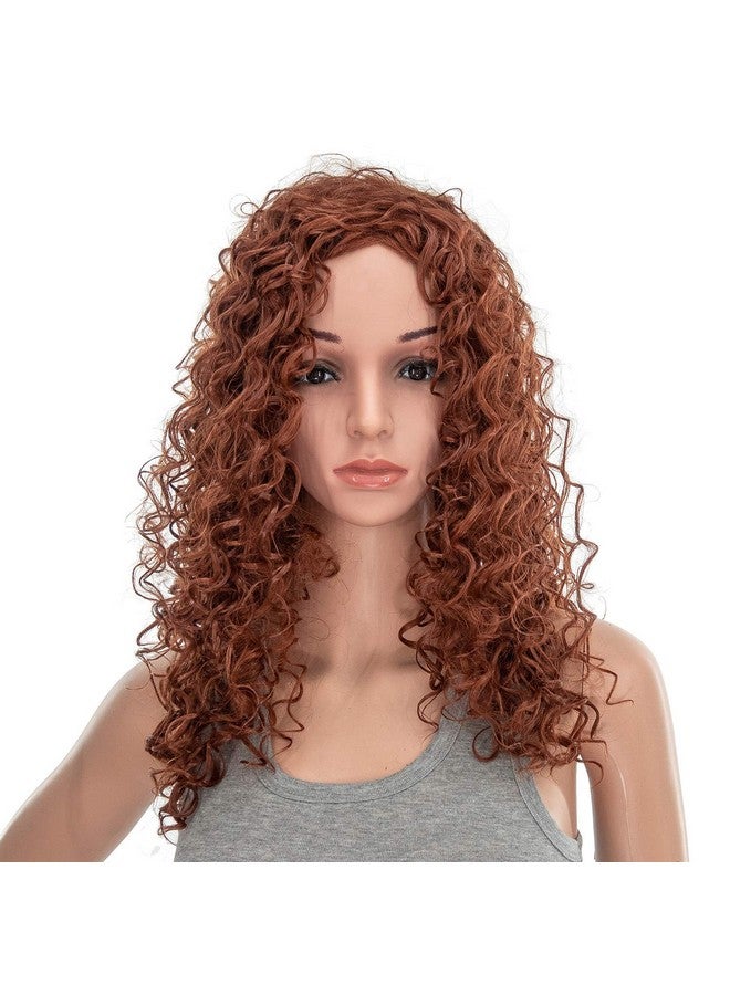 SWACC 20-Inch Long Big Bouffant Curly Wigs for Women Synthetic Heat Resistant Fiber Hair Pieces with Wig Cap (Dark Copper Red) - Image 2
